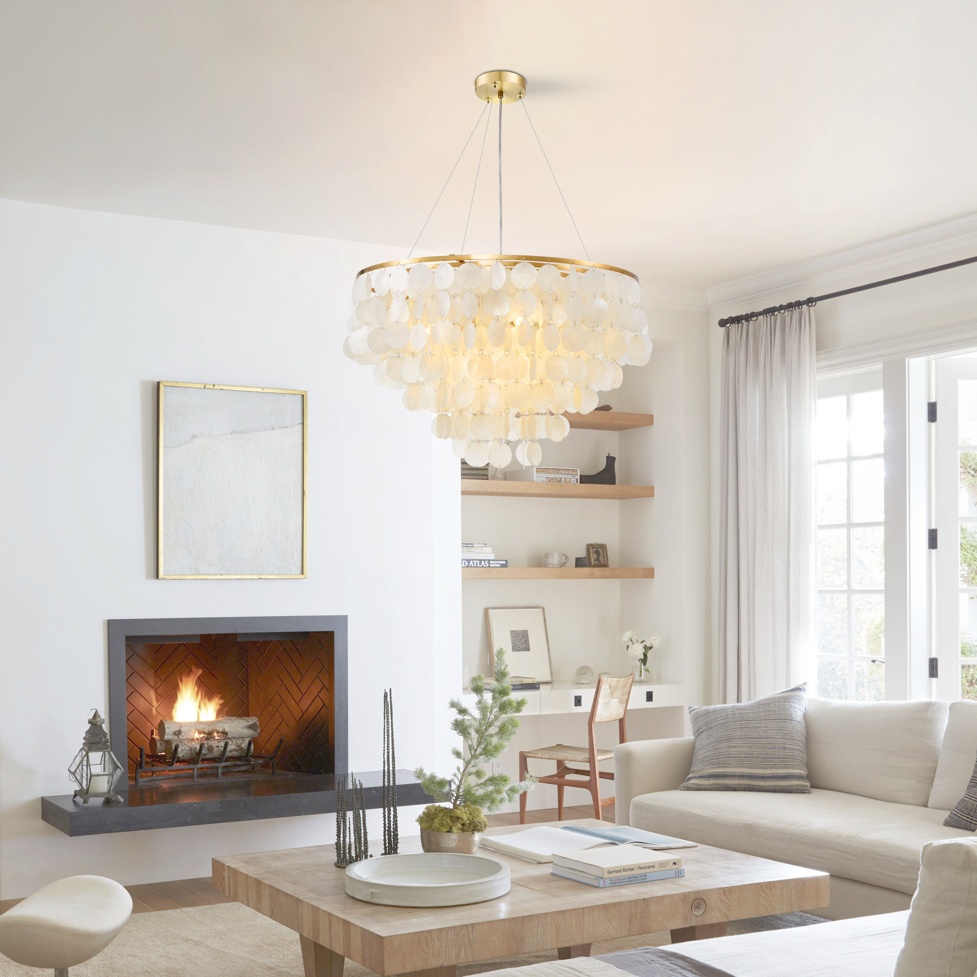 ShellieMay Lサイズ(特大　約100センチ) Mercer41 6-Light Dimmable Capiz Shell Chandelier & Reviews | Wayfair